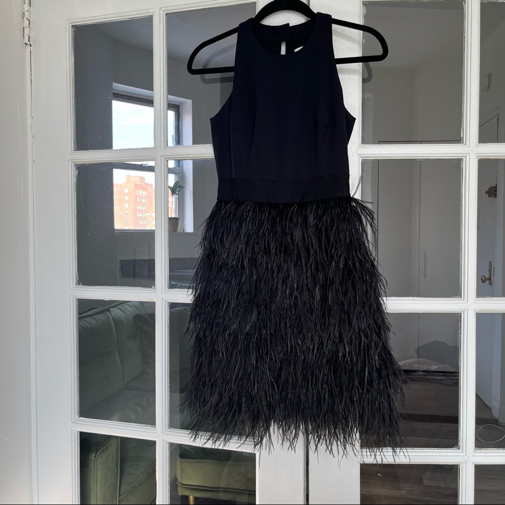 Milly Blair Ostrich Feather Cocktail Dress size 0 - Picture 3 of 15
